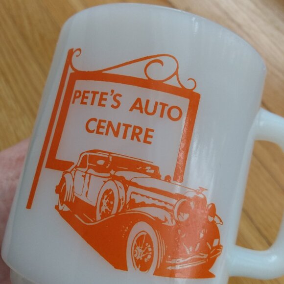 Vintage Milkglass Mug "Pete's Auto Centre" Retro Car Mechanic #2 - Picture 5 of 11